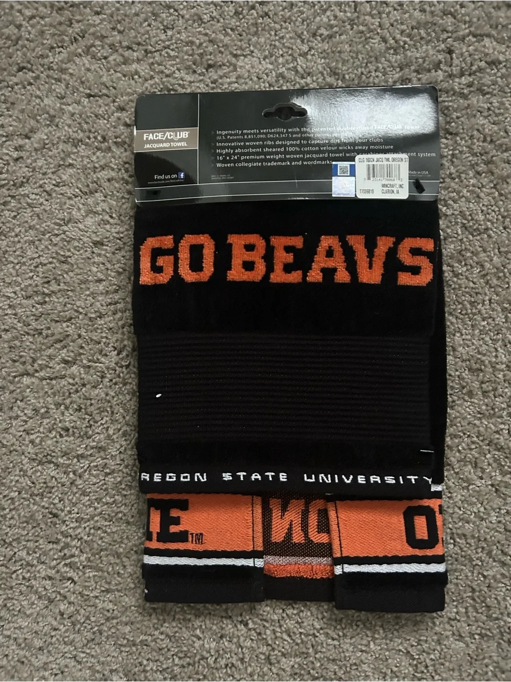 Team Effort Oregon State Beavers Face/Club Jacquard Towel Black Orange White